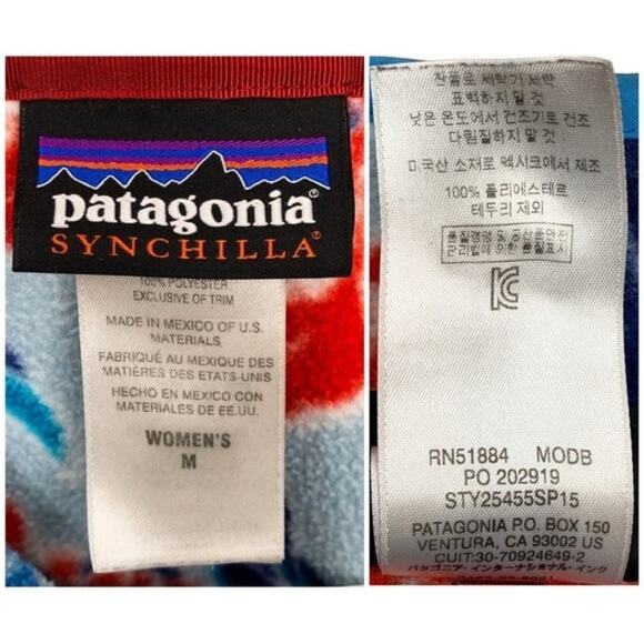 Patagonia Manoa Dusk Blue Floral Print Synchilla Snap-T Fleece Pullover Sweater - Picture 7 of 9
